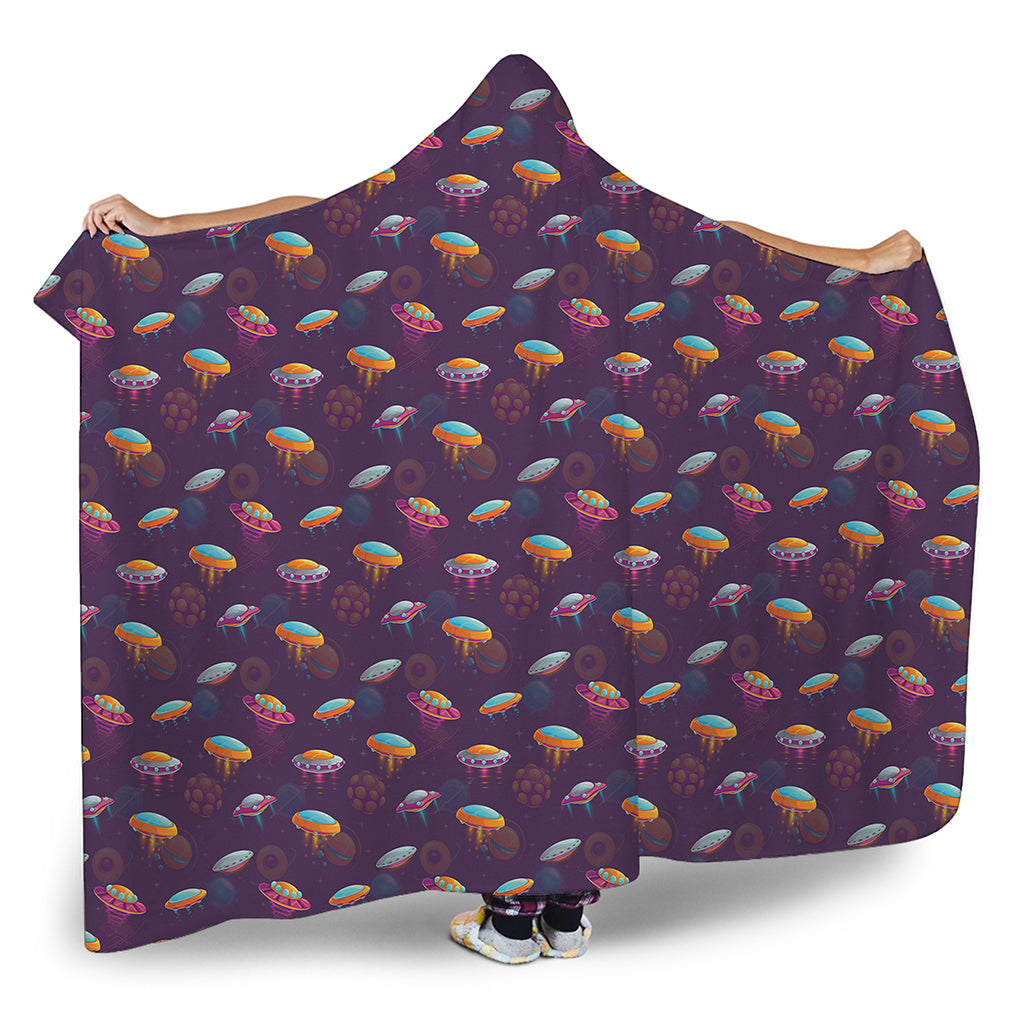 Colorful UFO Pattern Print Hooded Blanket