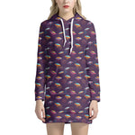 Colorful UFO Pattern Print Hoodie Dress