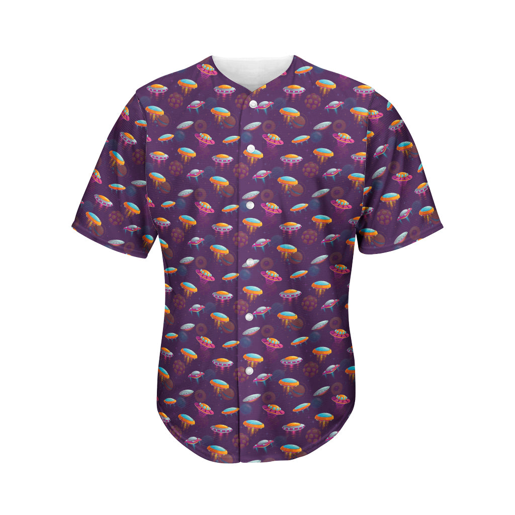 Colorful UFO Pattern Print Men's Baseball Jersey