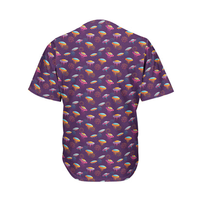 Colorful UFO Pattern Print Men's Baseball Jersey