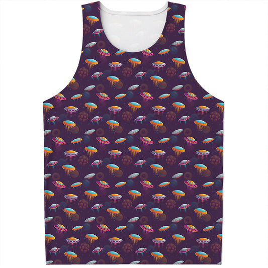 Colorful UFO Pattern Print Men's Tank Top