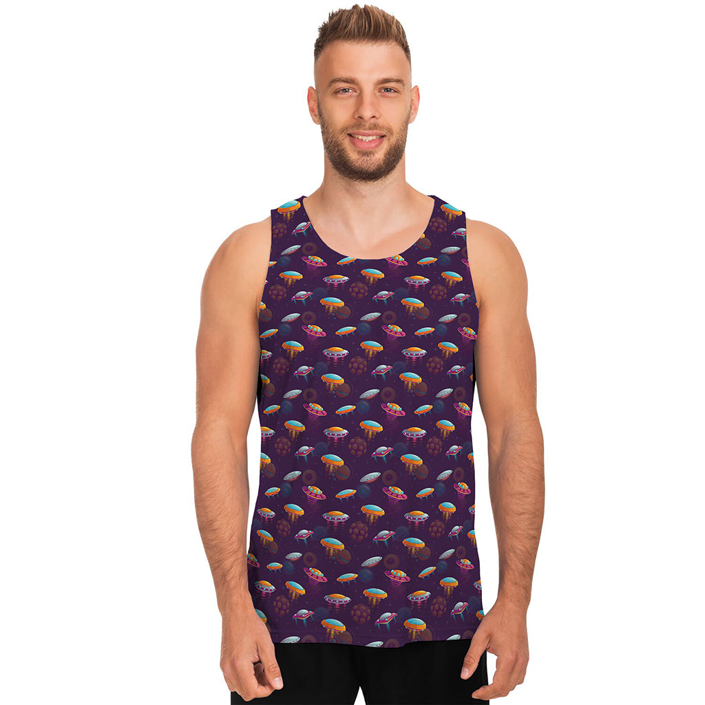 Colorful UFO Pattern Print Men's Tank Top
