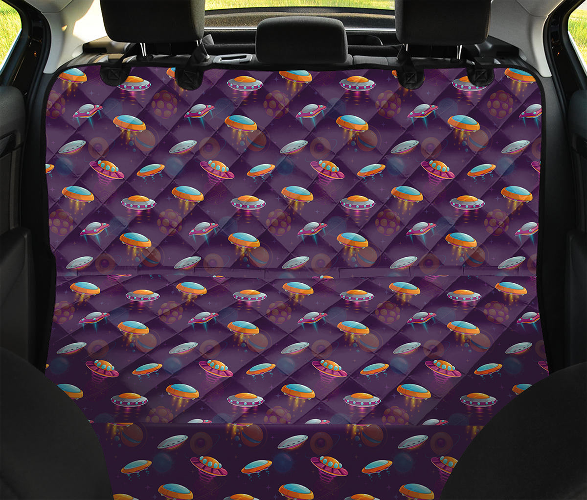 Colorful UFO Pattern Print Pet Car Back Seat Cover