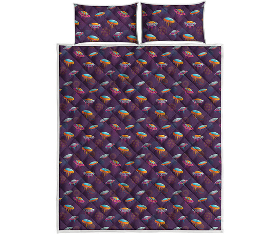 Colorful UFO Pattern Print Quilt Bed Set