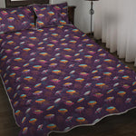 Colorful UFO Pattern Print Quilt Bed Set
