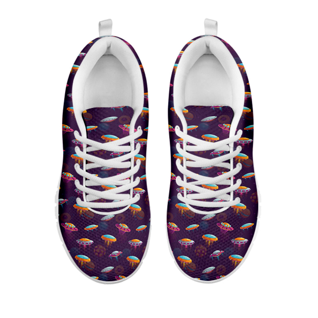 Colorful UFO Pattern Print White Sneakers