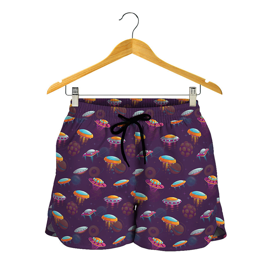Colorful UFO Pattern Print Women's Shorts