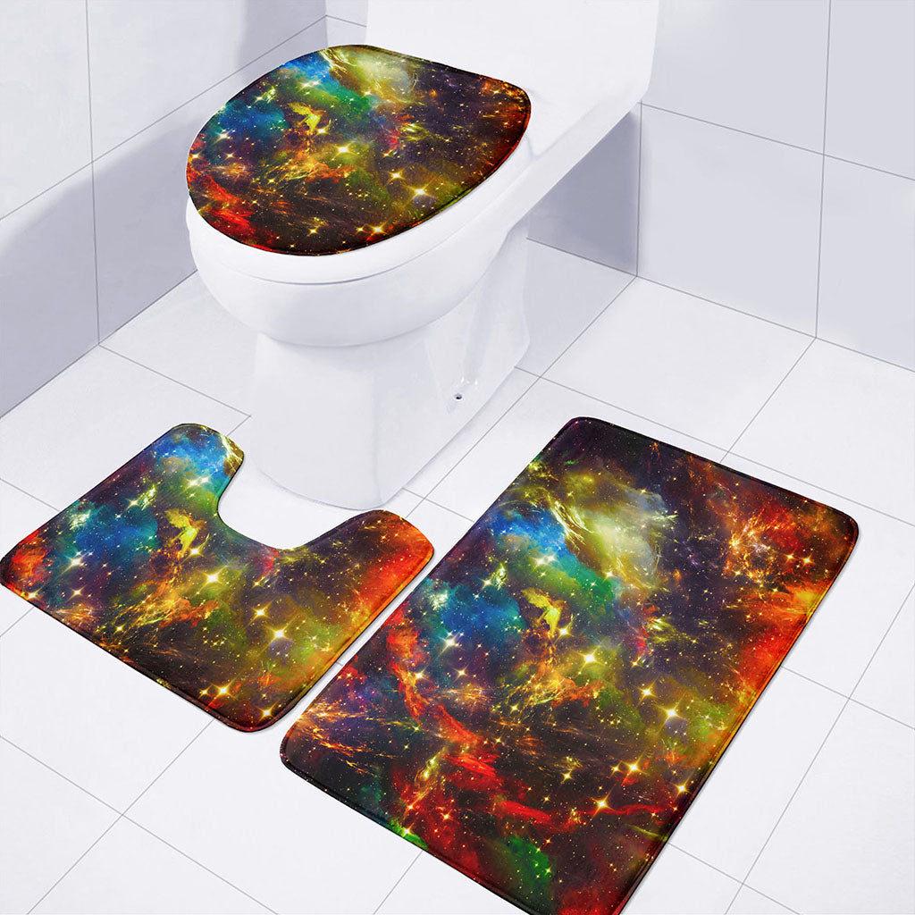 Colorful Universe Galaxy Space Print 3 Piece Bath Mat Set