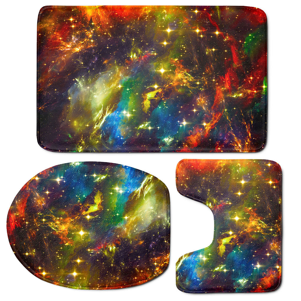 Colorful Universe Galaxy Space Print 3 Piece Bath Mat Set