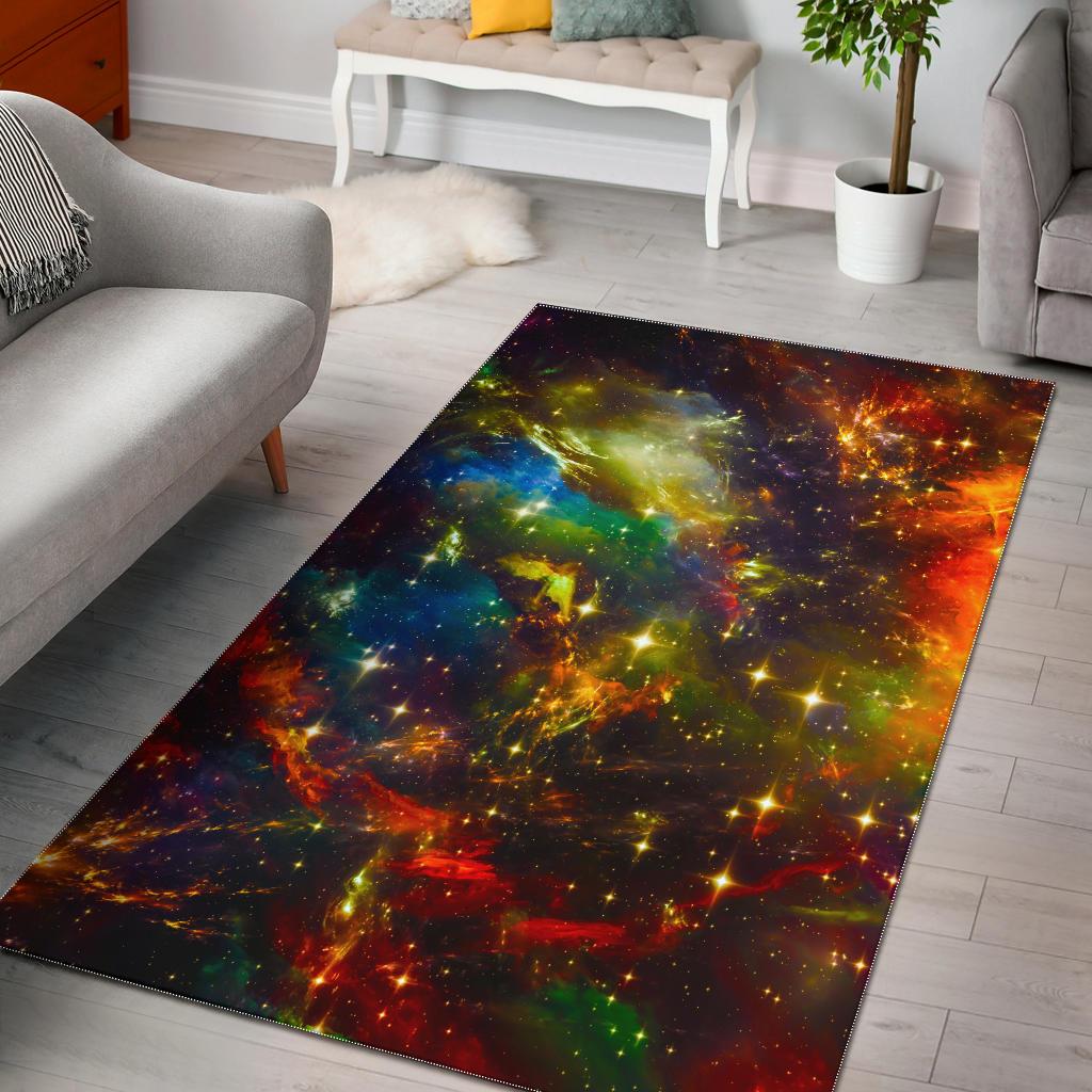 Colorful Universe Galaxy Space Print Area Rug GearFrost