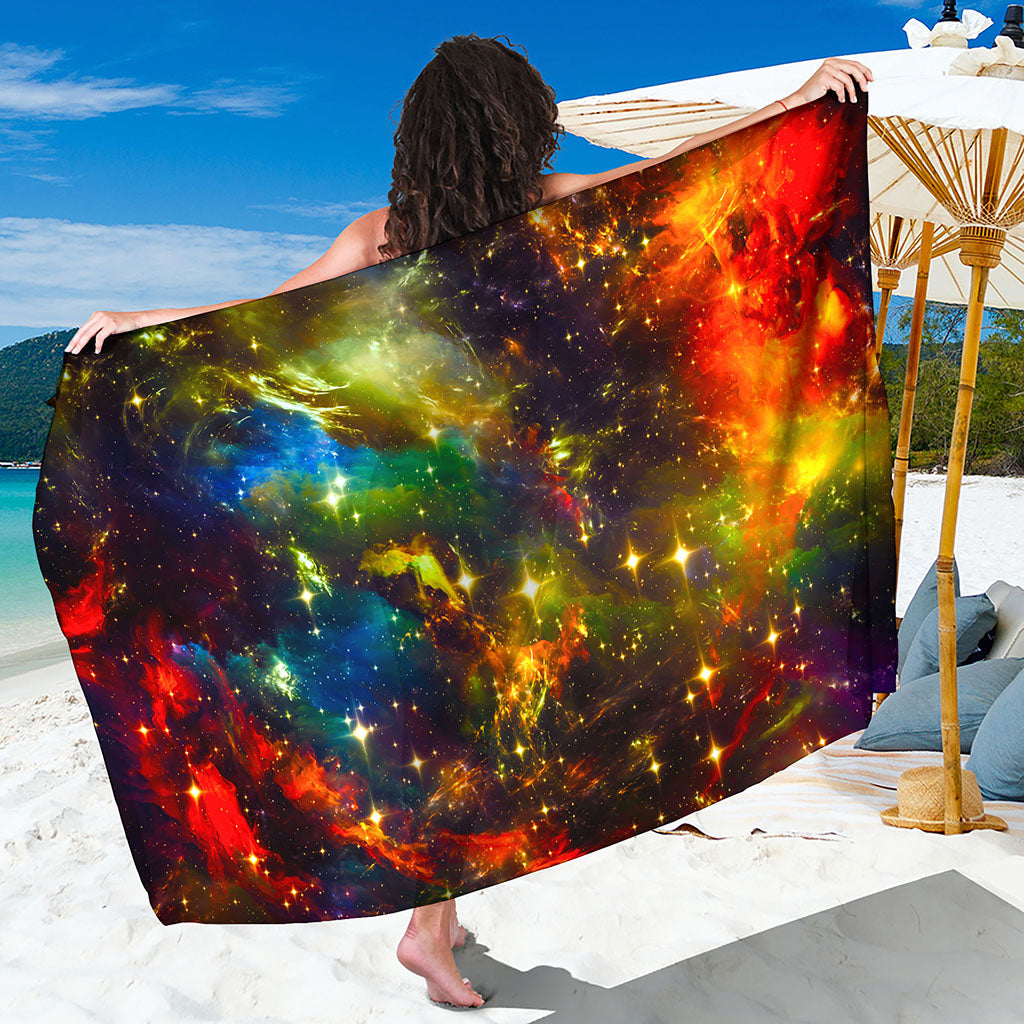 Colorful Universe Galaxy Space Print Beach Sarong Wrap