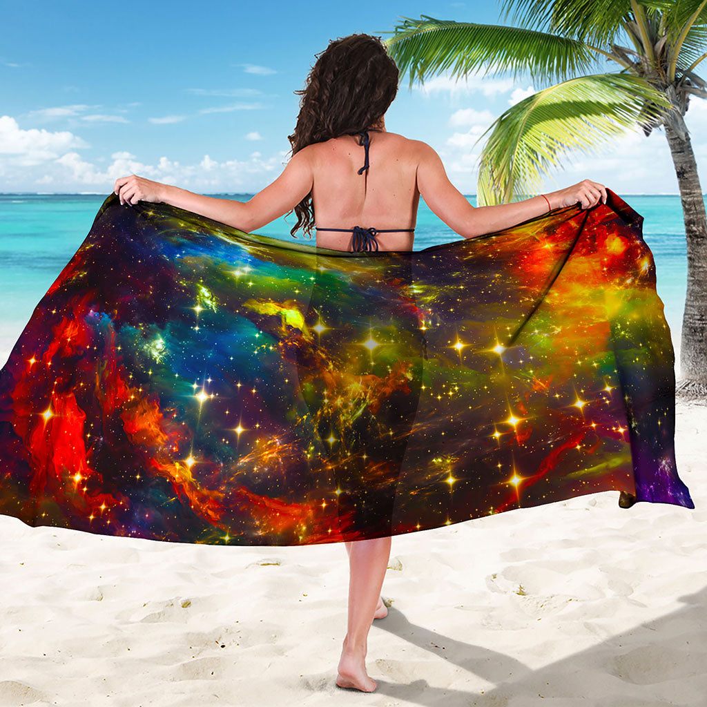 Colorful Universe Galaxy Space Print Beach Sarong Wrap