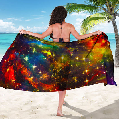 Colorful Universe Galaxy Space Print Beach Sarong Wrap