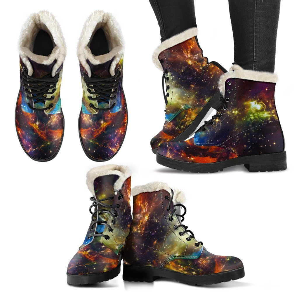 Colorful Universe Galaxy Space Print Comfy Boots GearFrost
