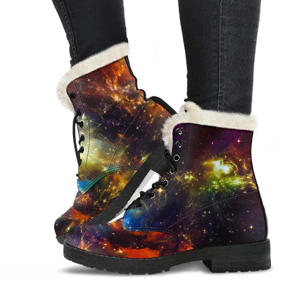 Colorful Universe Galaxy Space Print Comfy Boots GearFrost
