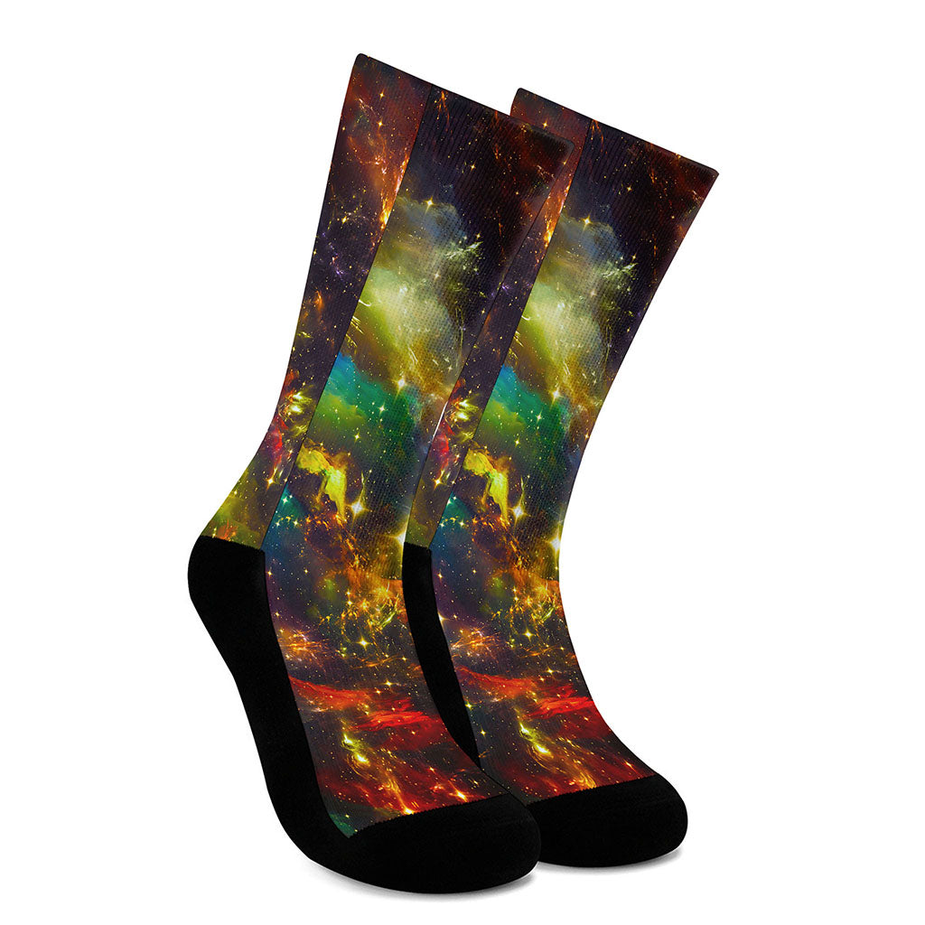 Colorful Universe Galaxy Space Print Crew Socks