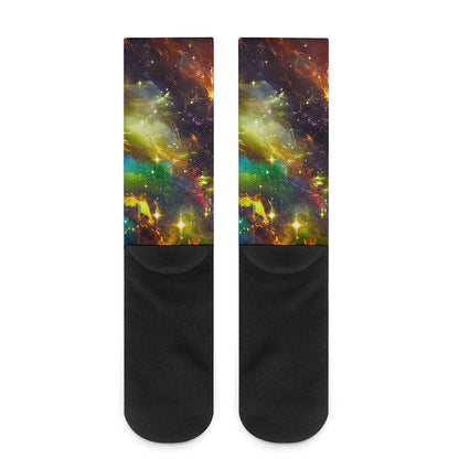 Colorful Universe Galaxy Space Print Crew Socks