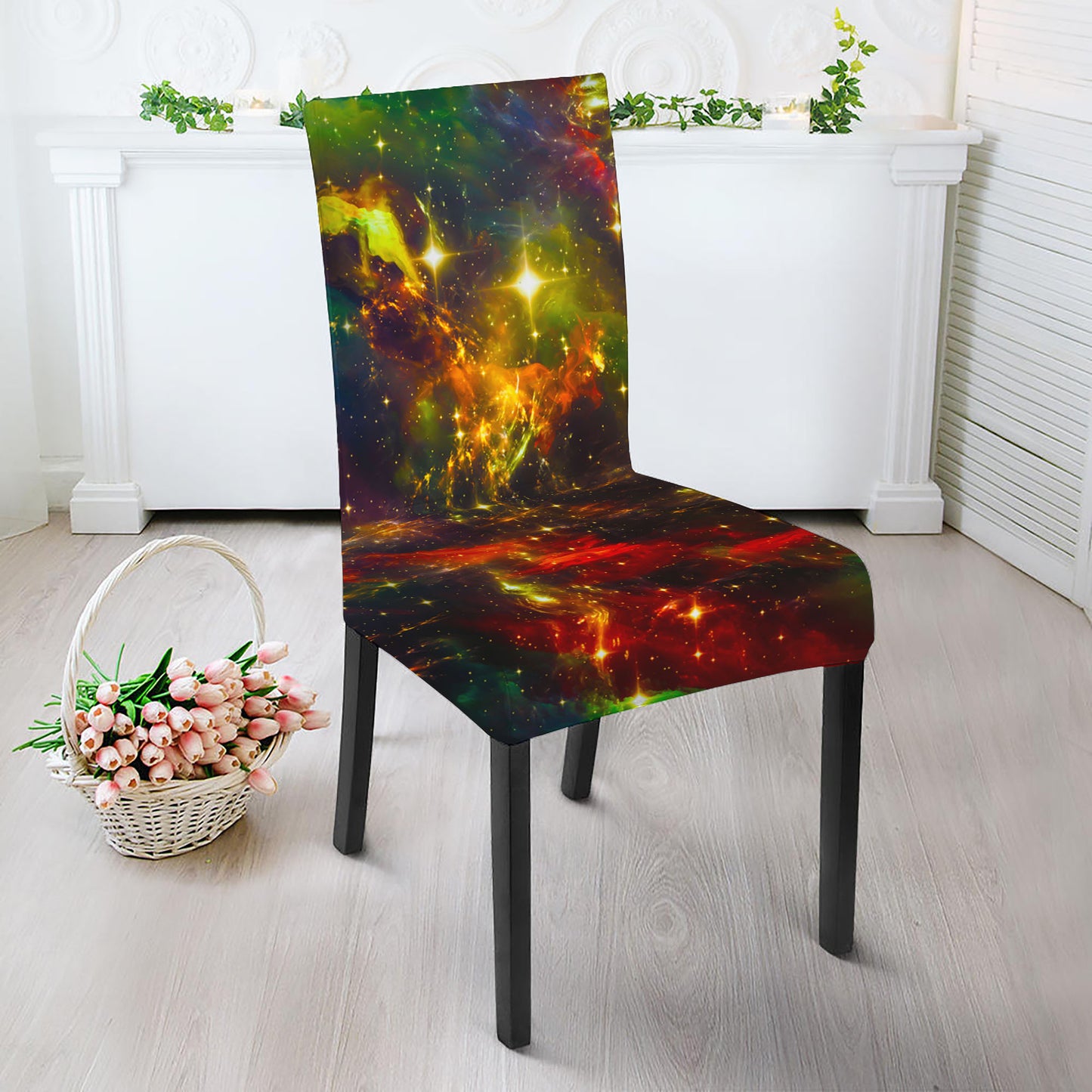 Colorful Universe Galaxy Space Print Dining Chair Slipcover