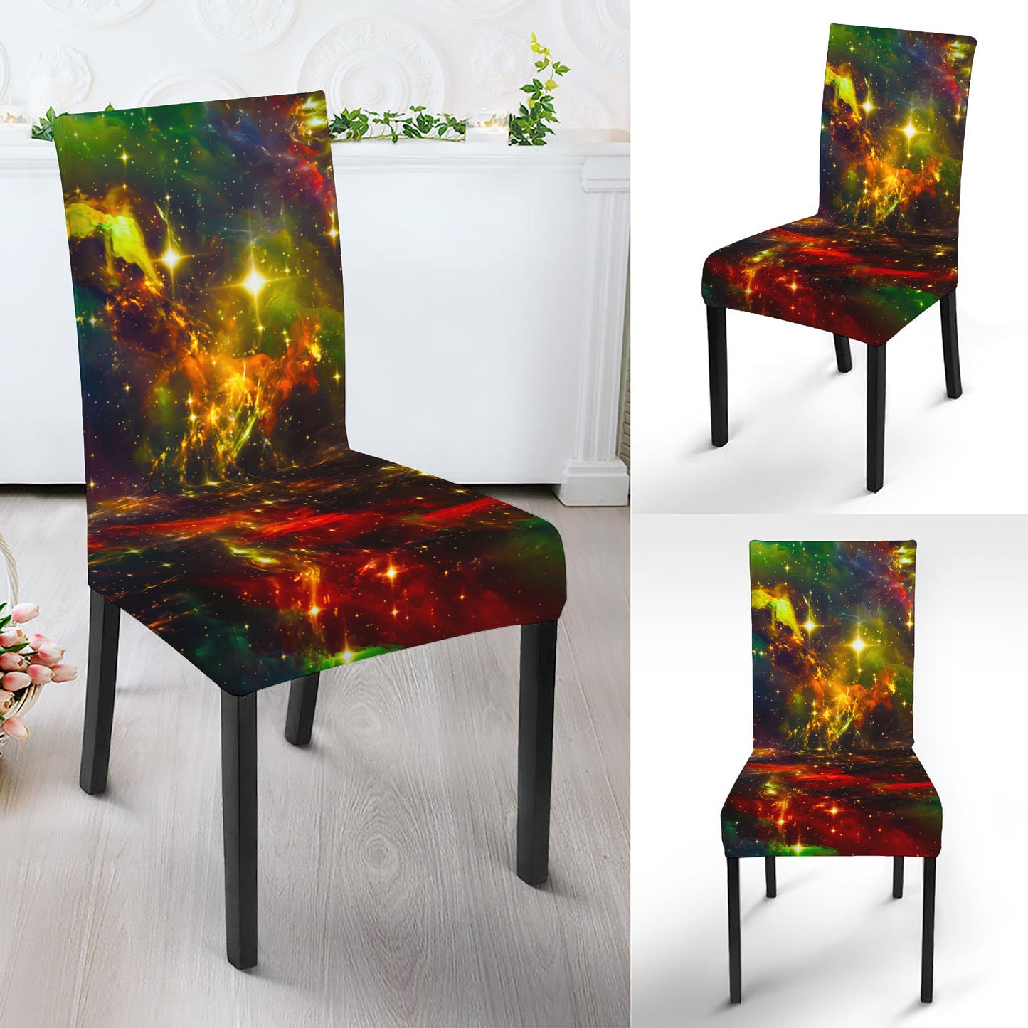 Colorful Universe Galaxy Space Print Dining Chair Slipcover