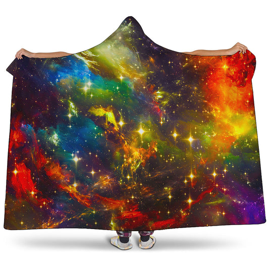 Colorful Universe Galaxy Space Print Hooded Blanket