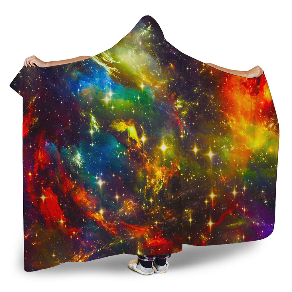 Colorful Universe Galaxy Space Print Hooded Blanket