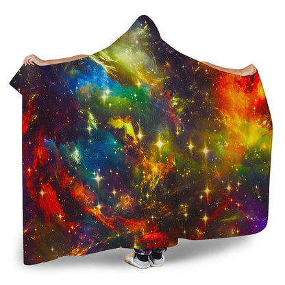 Colorful Universe Galaxy Space Print Hooded Blanket