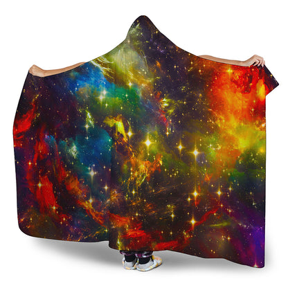 Colorful Universe Galaxy Space Print Hooded Blanket