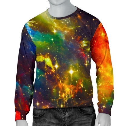 Colorful Universe Galaxy Space Print Men's Crewneck Sweatshirt GearFrost