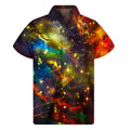 Colorful Universe Galaxy Space Print Men's Short Sleeve Shirt