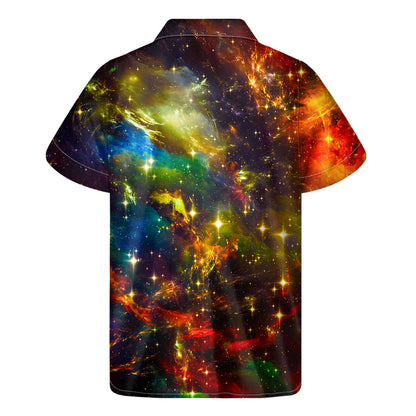 Colorful Universe Galaxy Space Print Men's Short Sleeve Shirt