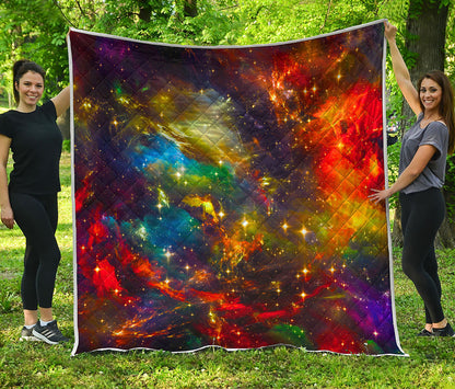 Colorful Universe Galaxy Space Print Quilt