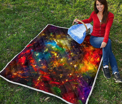 Colorful Universe Galaxy Space Print Quilt
