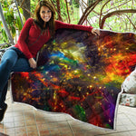 Colorful Universe Galaxy Space Print Quilt
