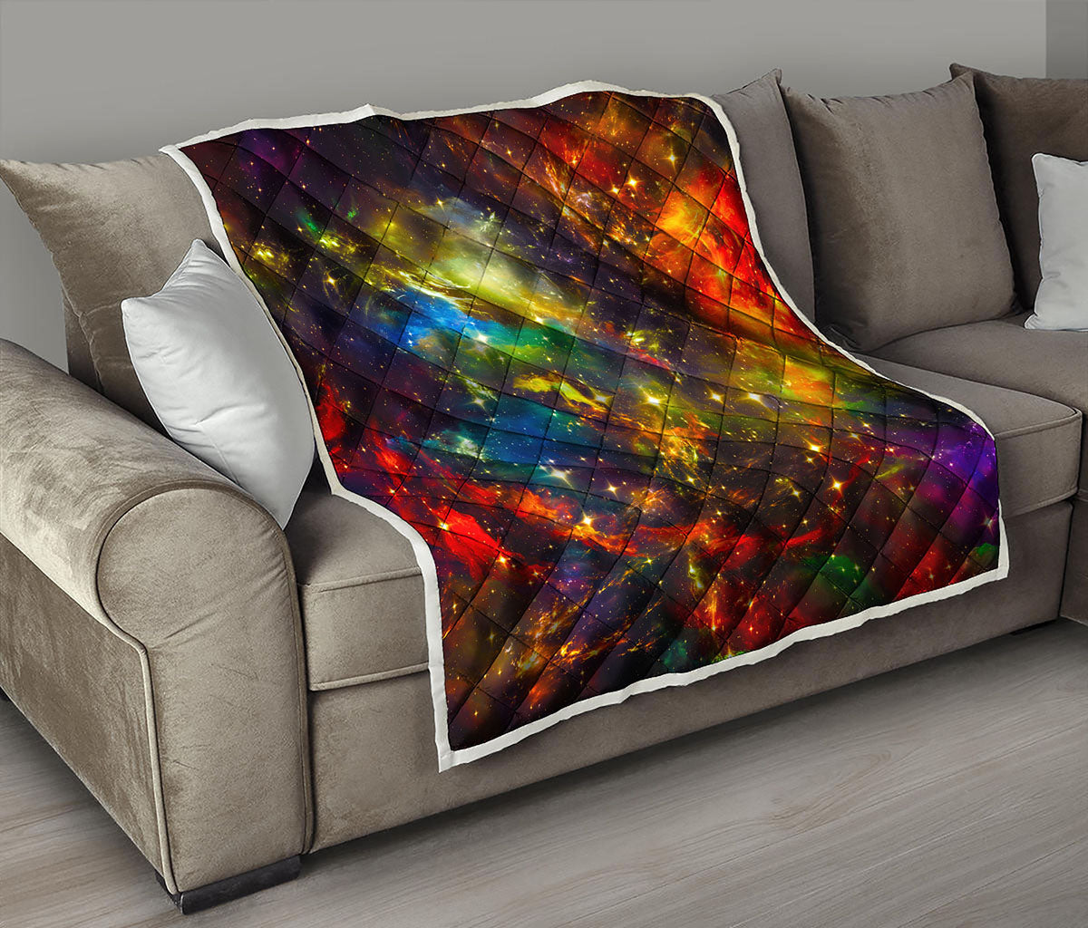 Colorful Universe Galaxy Space Print Quilt