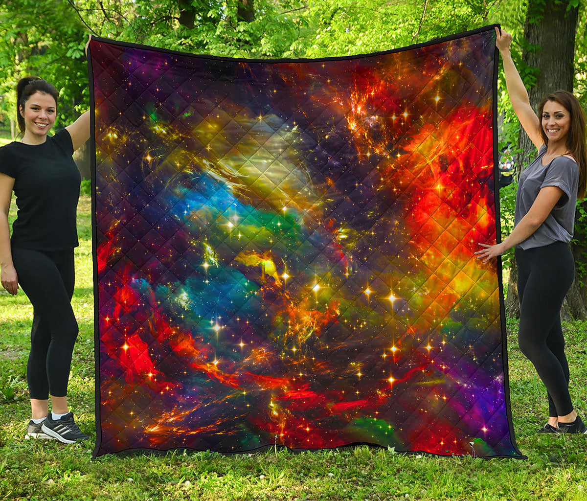 Colorful Universe Galaxy Space Print Quilt