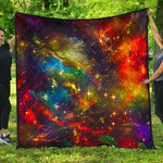 Colorful Universe Galaxy Space Print Quilt