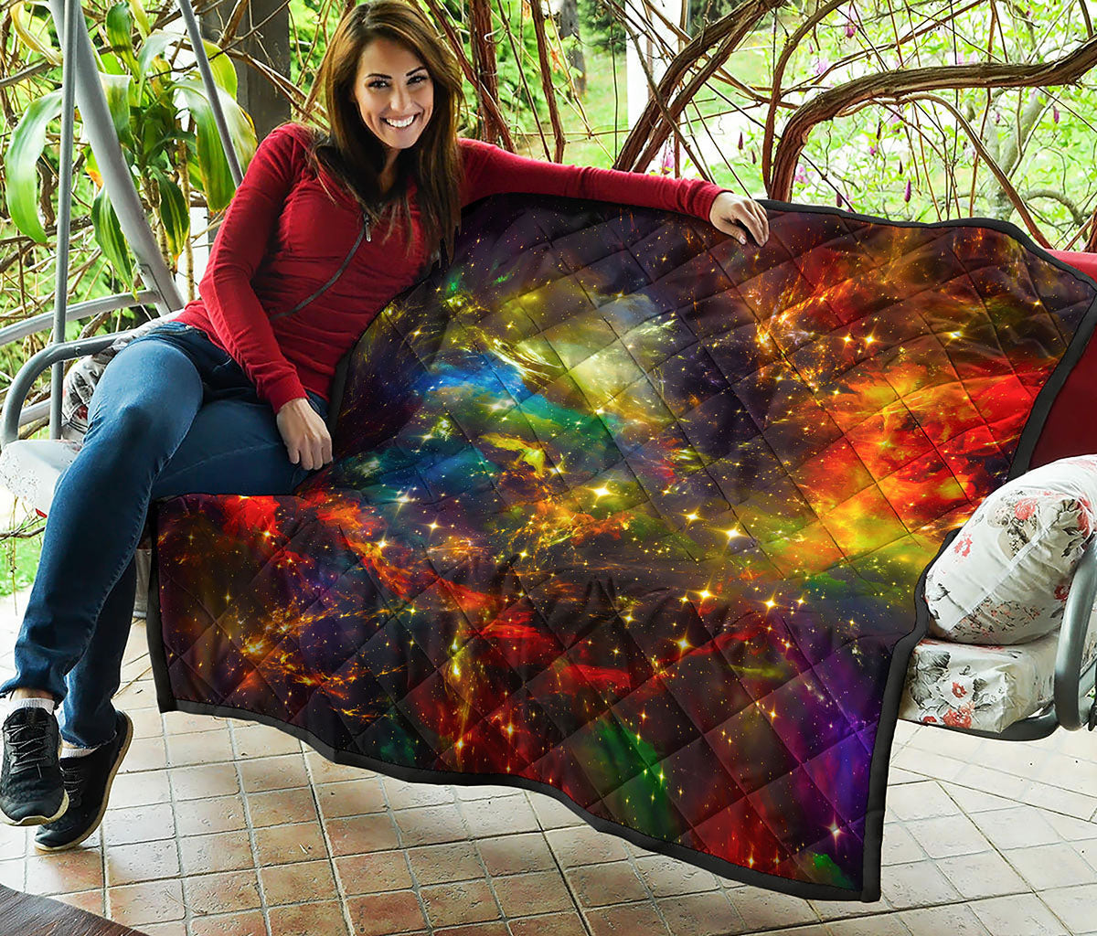 Colorful Universe Galaxy Space Print Quilt
