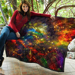 Colorful Universe Galaxy Space Print Quilt
