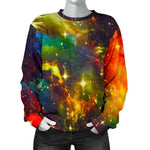 Colorful Universe Galaxy Space Print Women's Crewneck Sweatshirt GearFrost