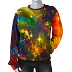 Colorful Universe Galaxy Space Print Women's Crewneck Sweatshirt GearFrost