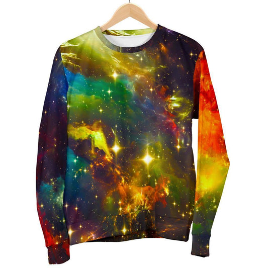 Colorful Universe Galaxy Space Print Women's Crewneck Sweatshirt GearFrost