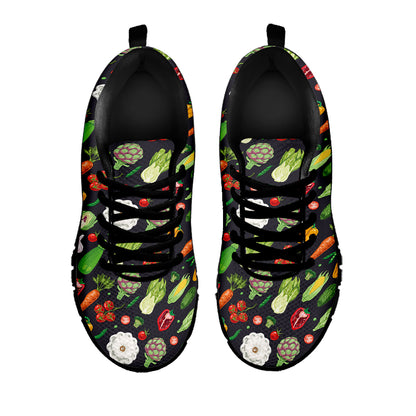 Colorful Vegetable Pattern Print Black Sneakers