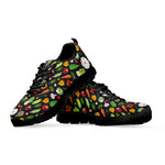 Colorful Vegetable Pattern Print Black Sneakers