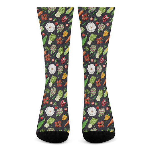 Colorful Vegetable Pattern Print Crew Socks