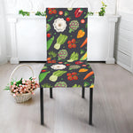 Colorful Vegetable Pattern Print Dining Chair Slipcover