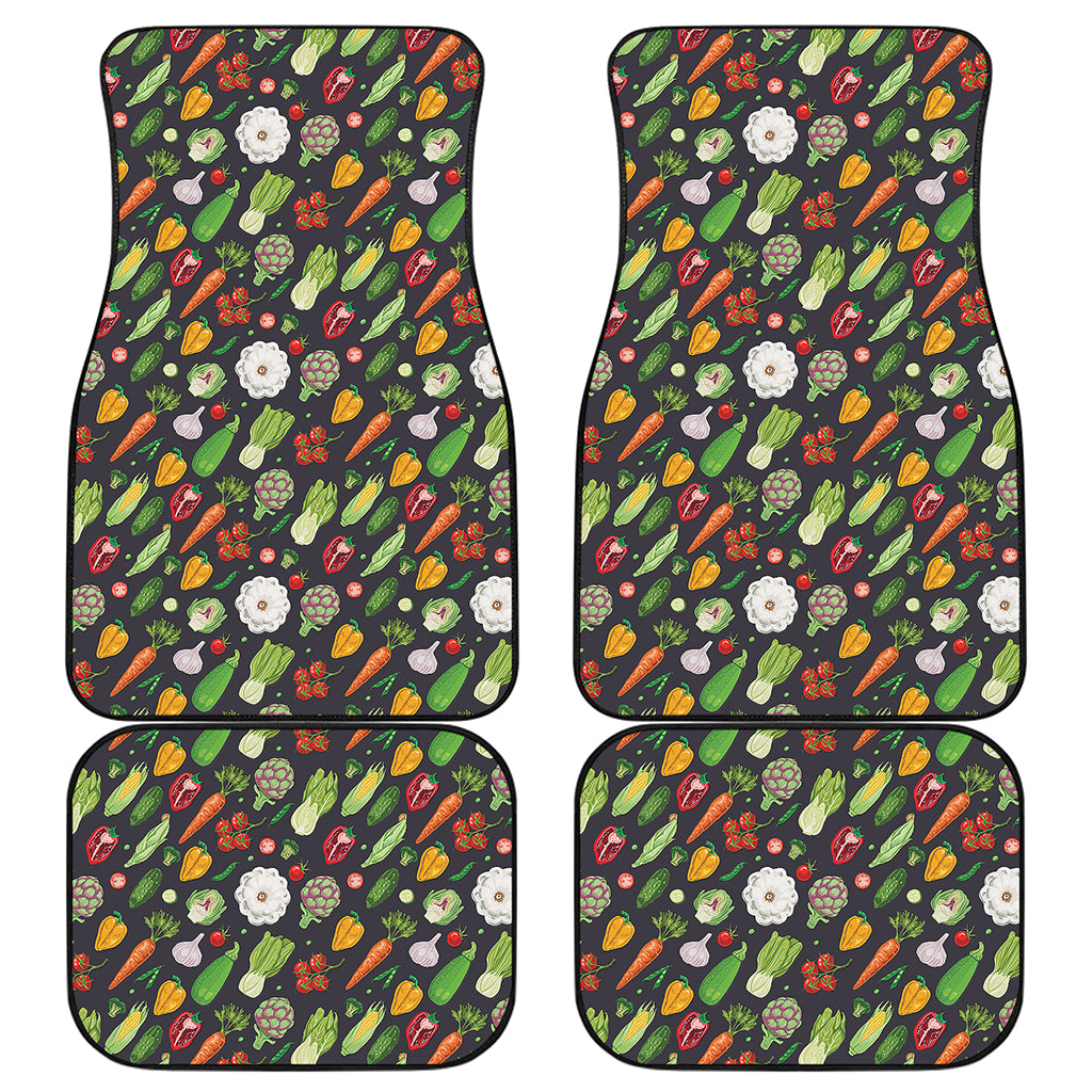 Colorful Vegetable Pattern Print Front and Back Car Floor Mats