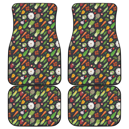 Colorful Vegetable Pattern Print Front and Back Car Floor Mats