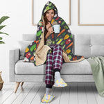 Colorful Vegetable Pattern Print Hooded Blanket