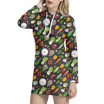 Colorful Vegetable Pattern Print Hoodie Dress
