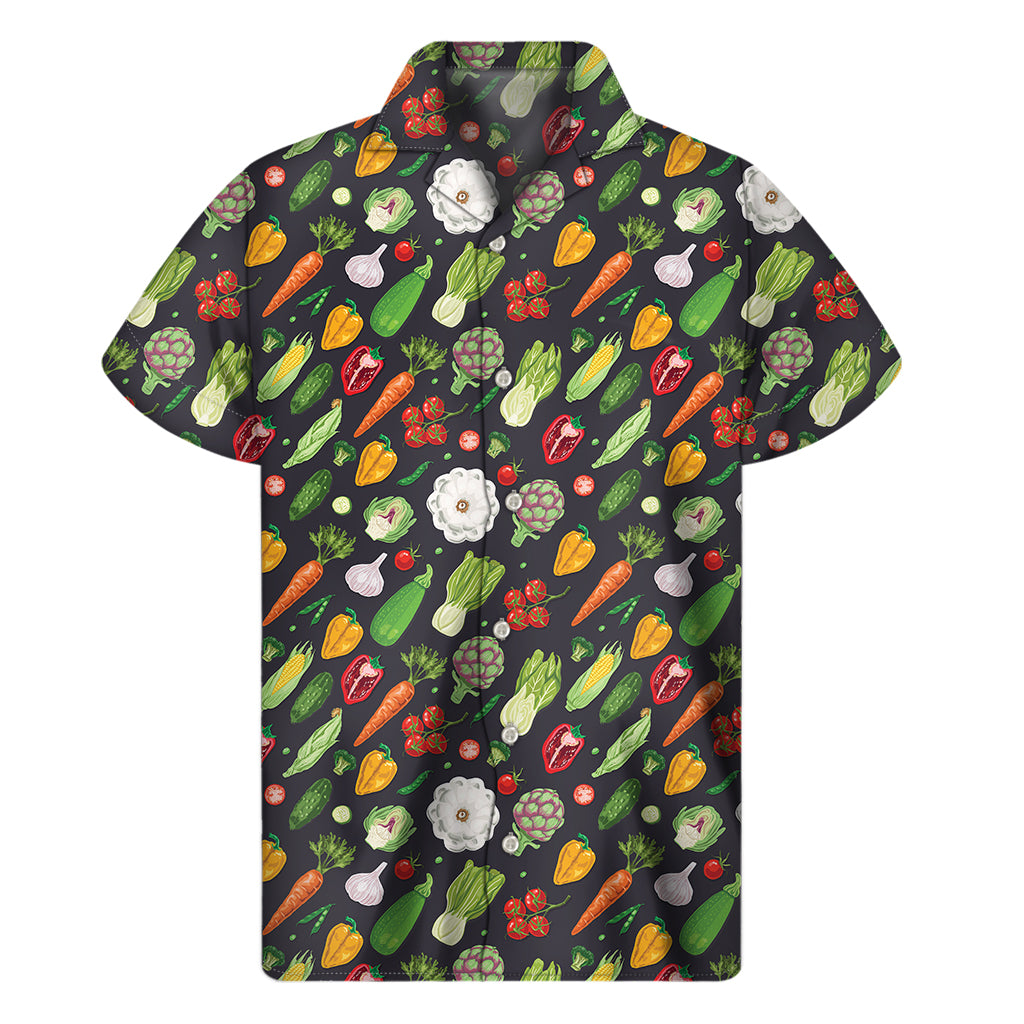 Colorful Vegetable Pattern Print Men's Short Sleeve Shirt